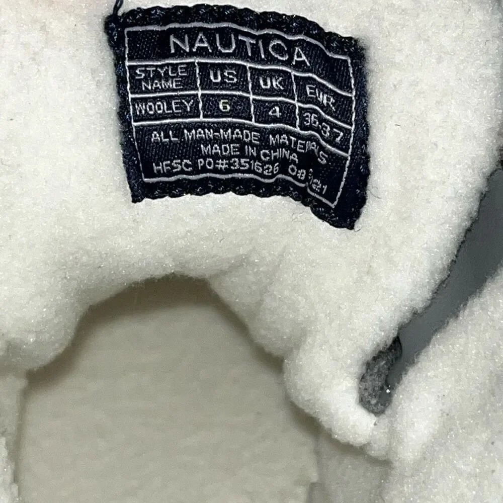 Nautica Womens Size 6 Wooley‎ Quilted Lace Up Fleece Lined Boots Gray White